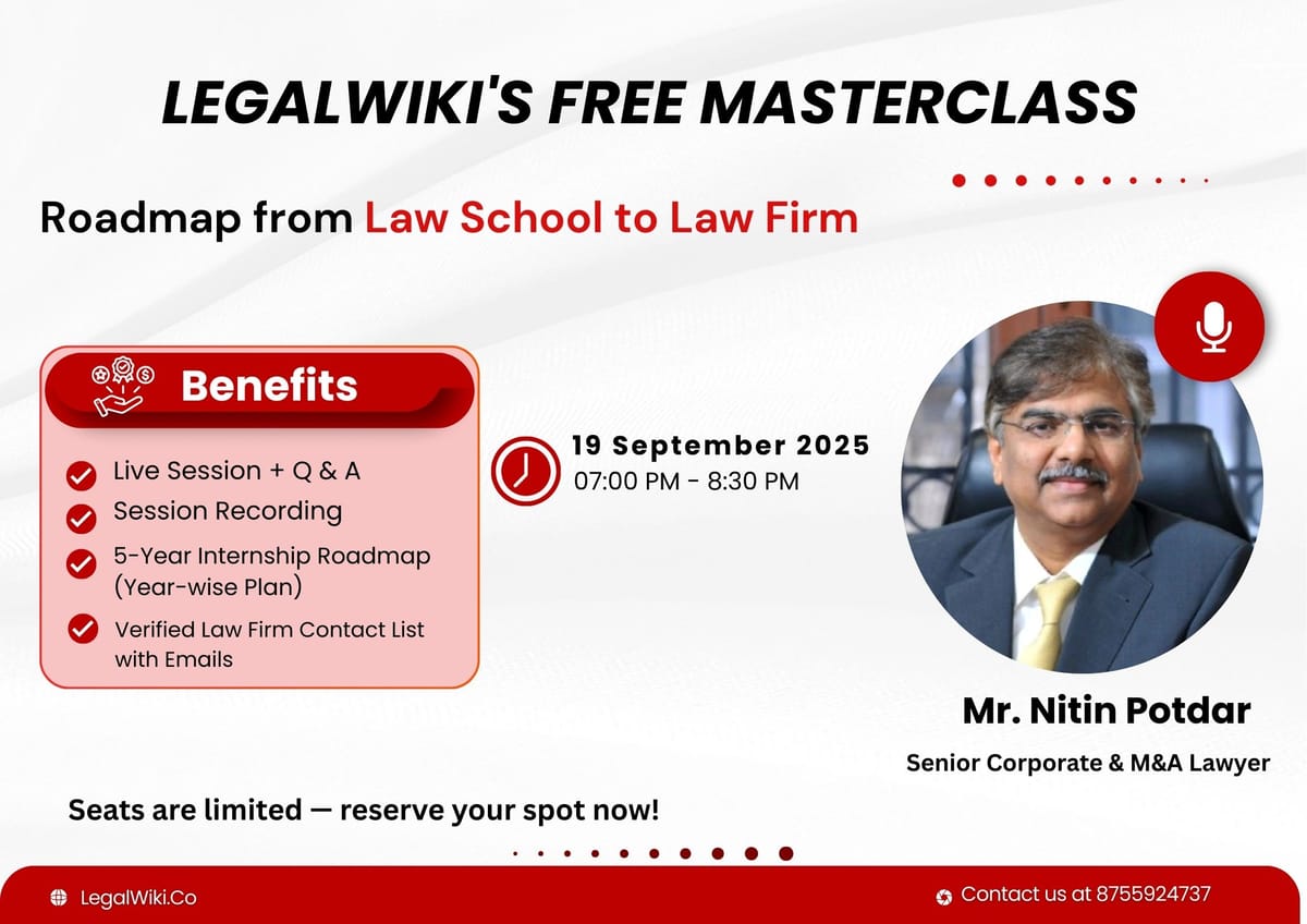 Free Masterclass: Roadmap from Law School to Law Firm | LegalWiki | September 19 | Register Now