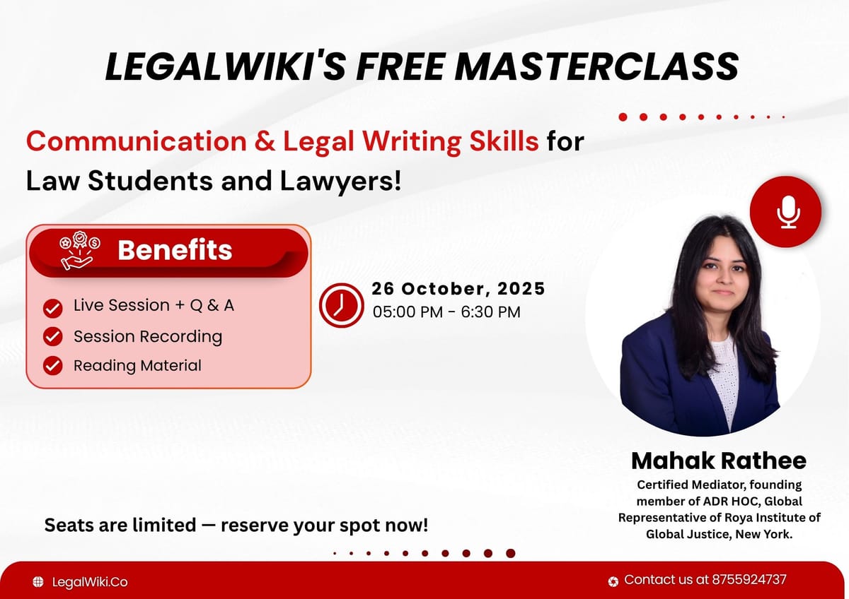 Free Masterclass: Communication & Legal Writing Skills for Law Students and Lawyers | LegalWiki | October 26 | Register Now