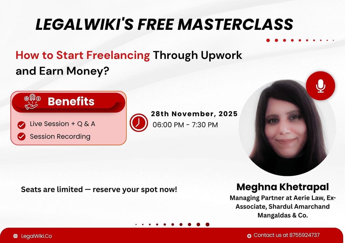 Free Masterclass: How to Start Freelancing and Earn Money | LegalWiki | Nov 28 | Register Now