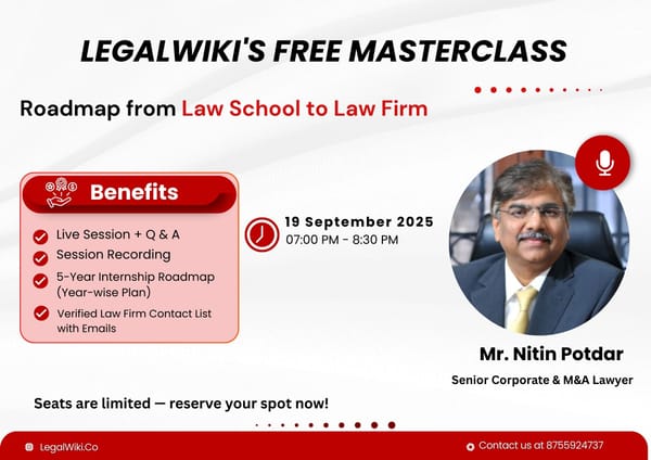 Free Masterclass: Roadmap from Law School to Law Firm | LegalWiki | September 19 | Register Now