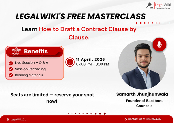 Free Masterclass: How to Draft a Contract Clause by Clause | LegalWiki | April 11 | Register Now